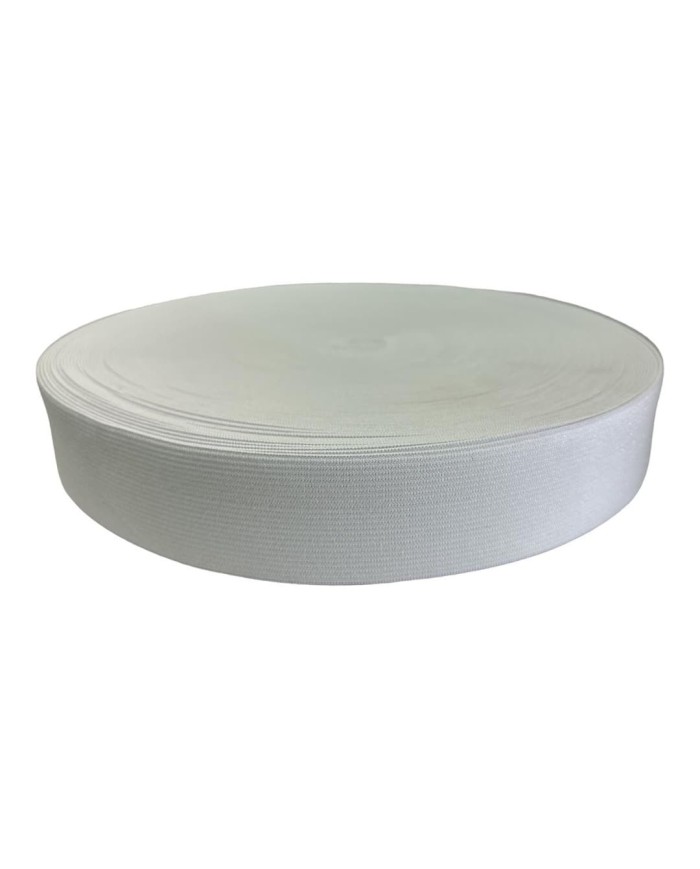 Elástico Sencillo 40mm rollo de 50 Yardas para proyectos que requieren un soporte más ancho y flexible.