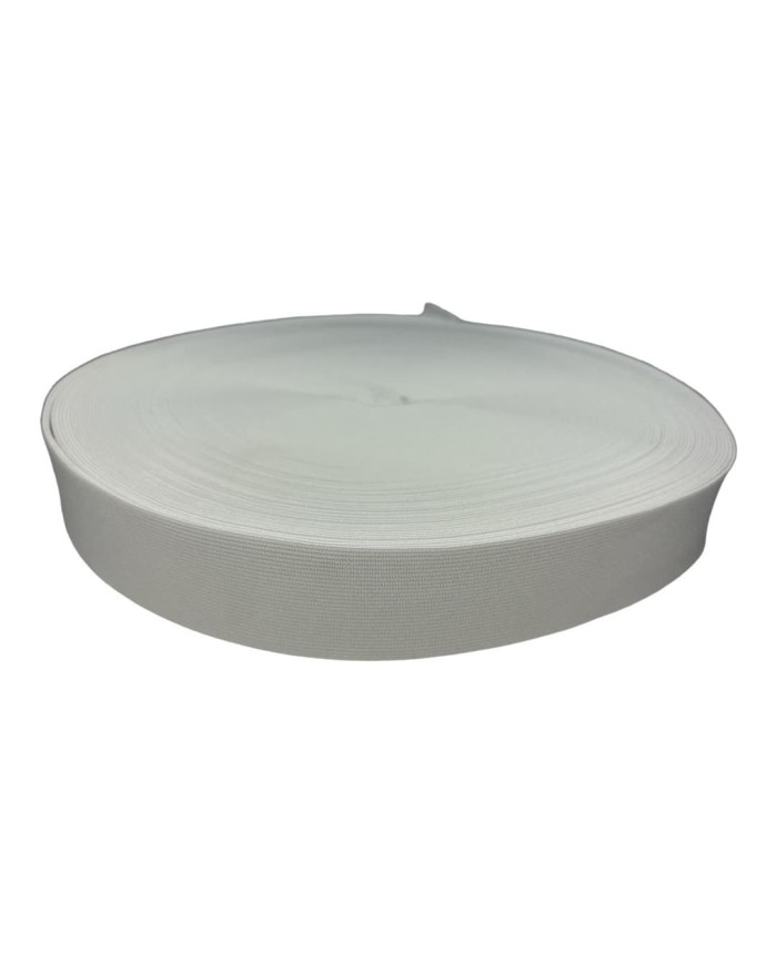 Elástico Reforzado 40mm rollo de 50 Yardas para proyectos de confección que requieren máxima durabilidad y soporte.